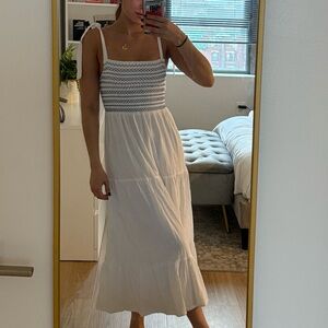 Lucky Brand White Ribbed Maxi Sundress